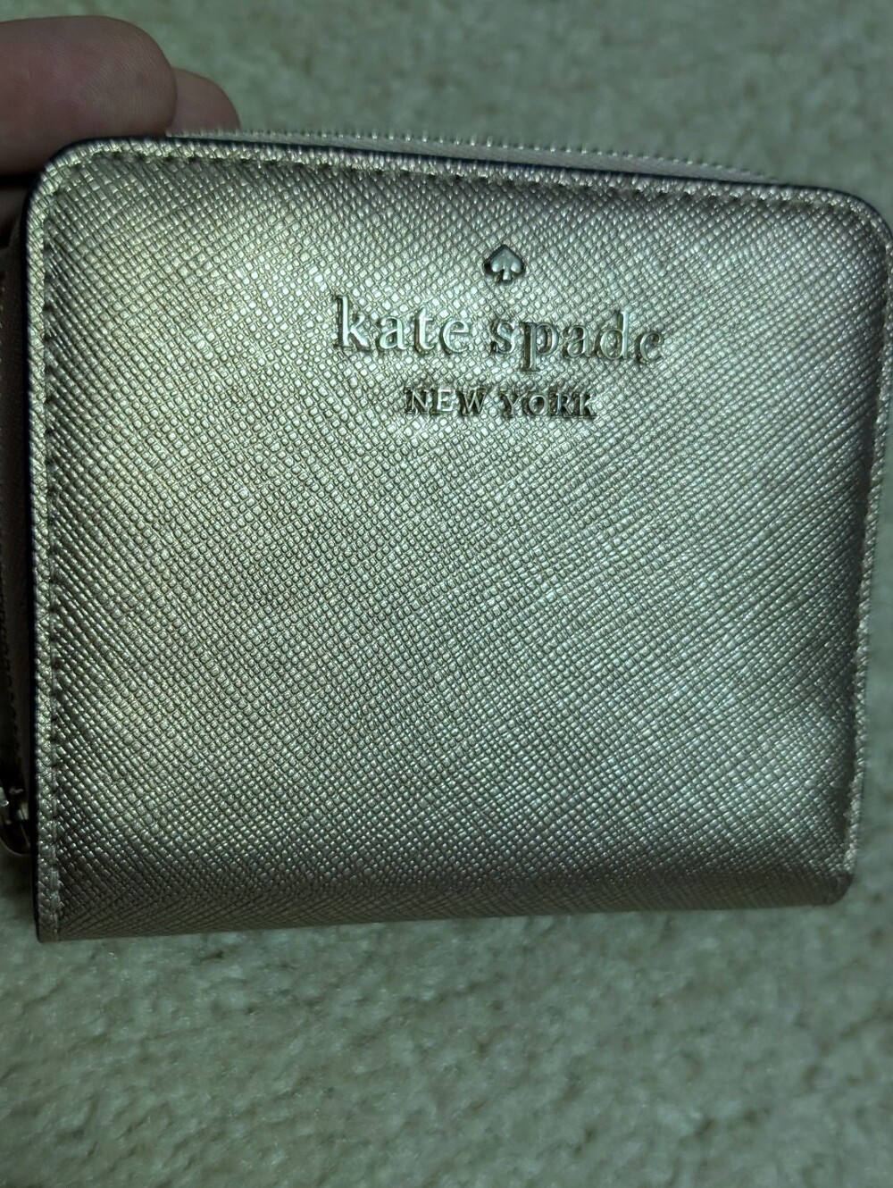 kate spade metallic gold small zip wallet
